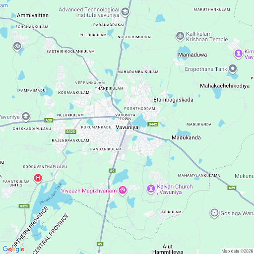 Map of Sri Lanka with a focus on Northern Province